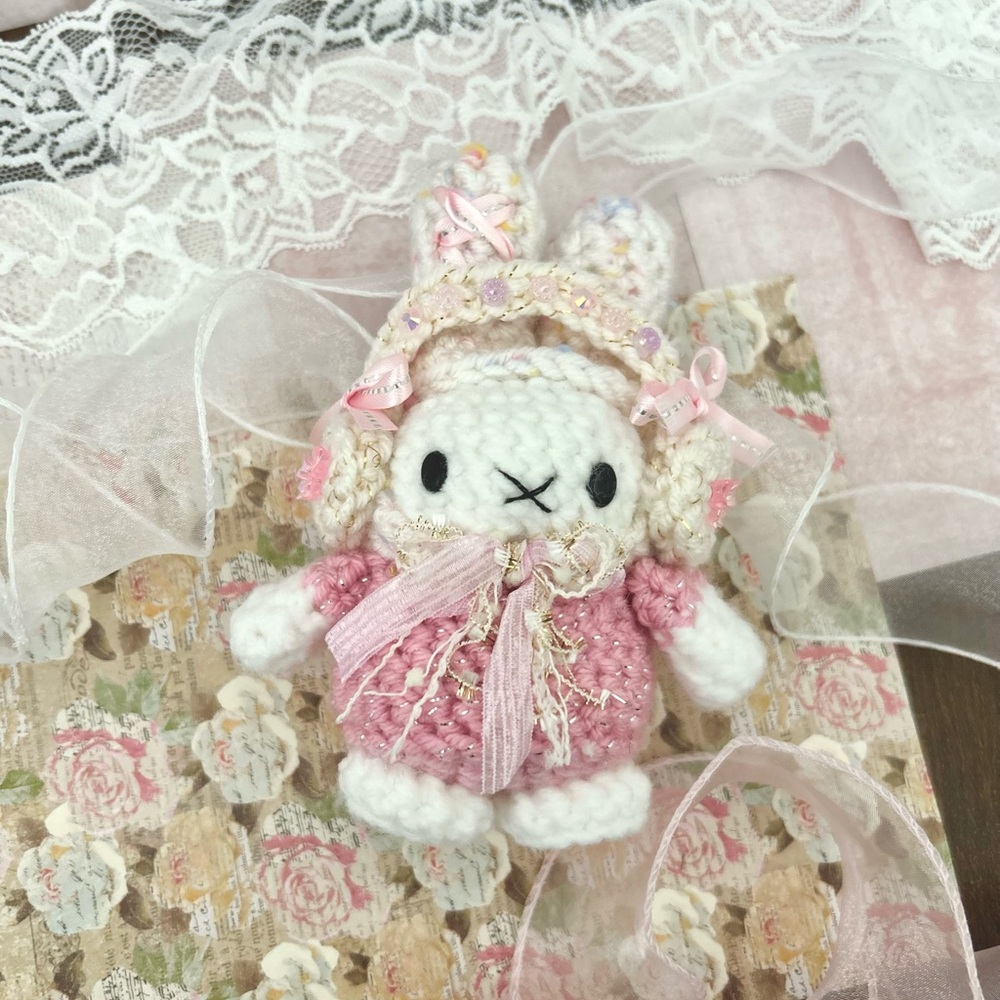 “Sold” Handmade crochet Miffy Bunny Plush Toy - Keychain/ bag charm